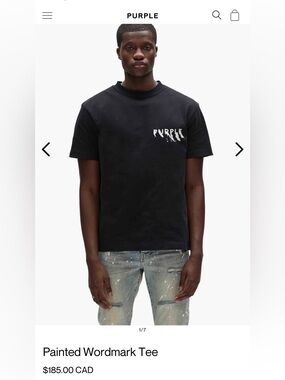 PURPLE brand - black painted wordmark tee - oversized. Black, size XL